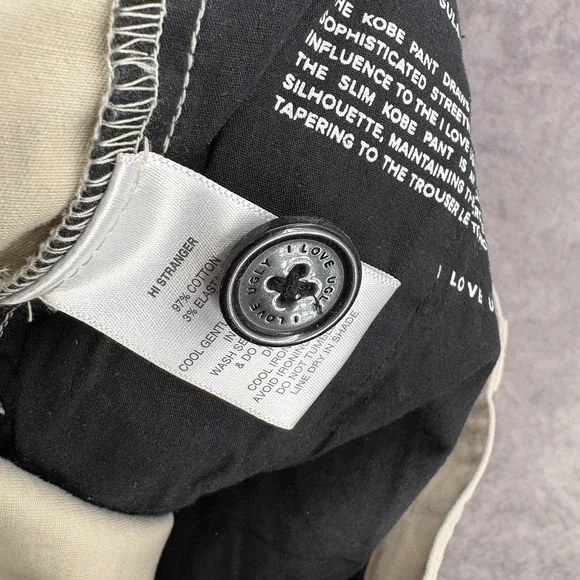 I Love Ugly Pants Mens XL Kobe Slim Cropped Straight Chino Khaki - Picture 7 of 7